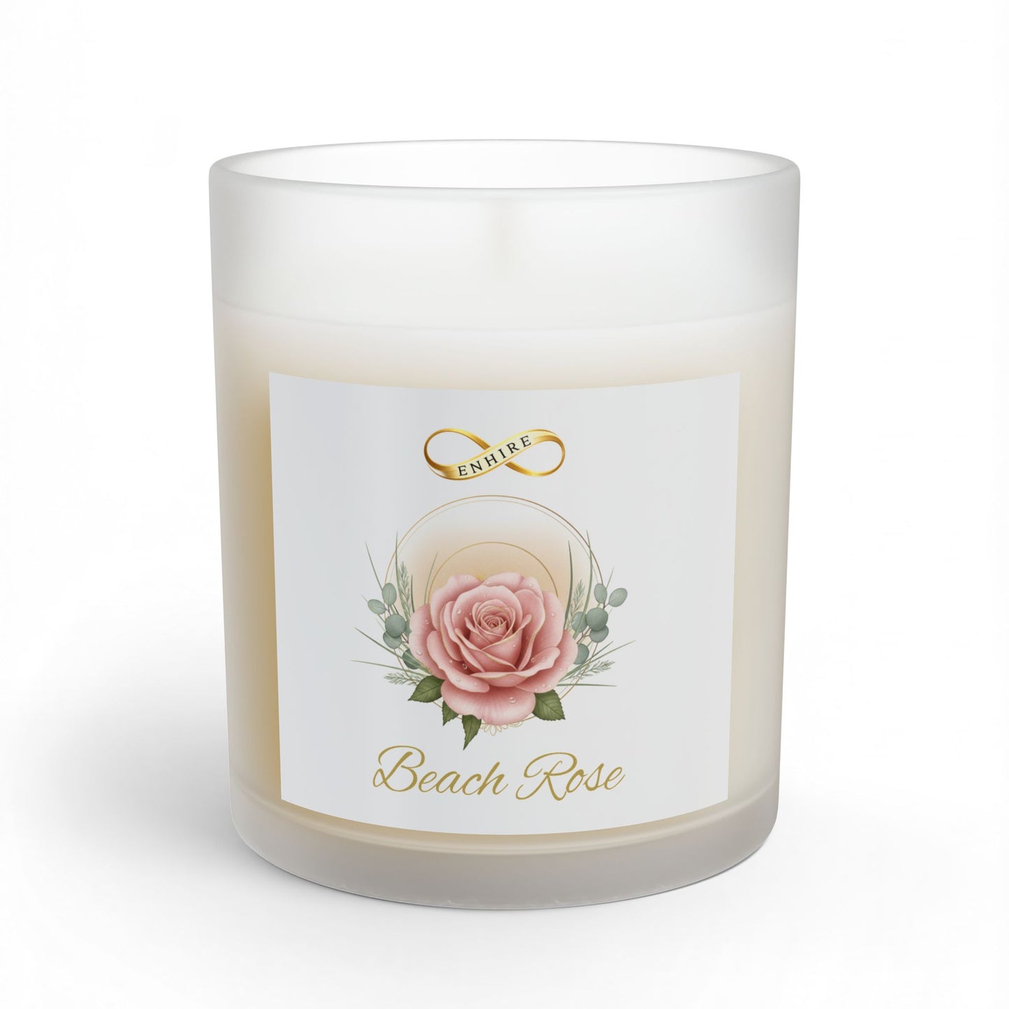 Beach Rose Glass Candle — 11oz Floral Scented Soy Candle