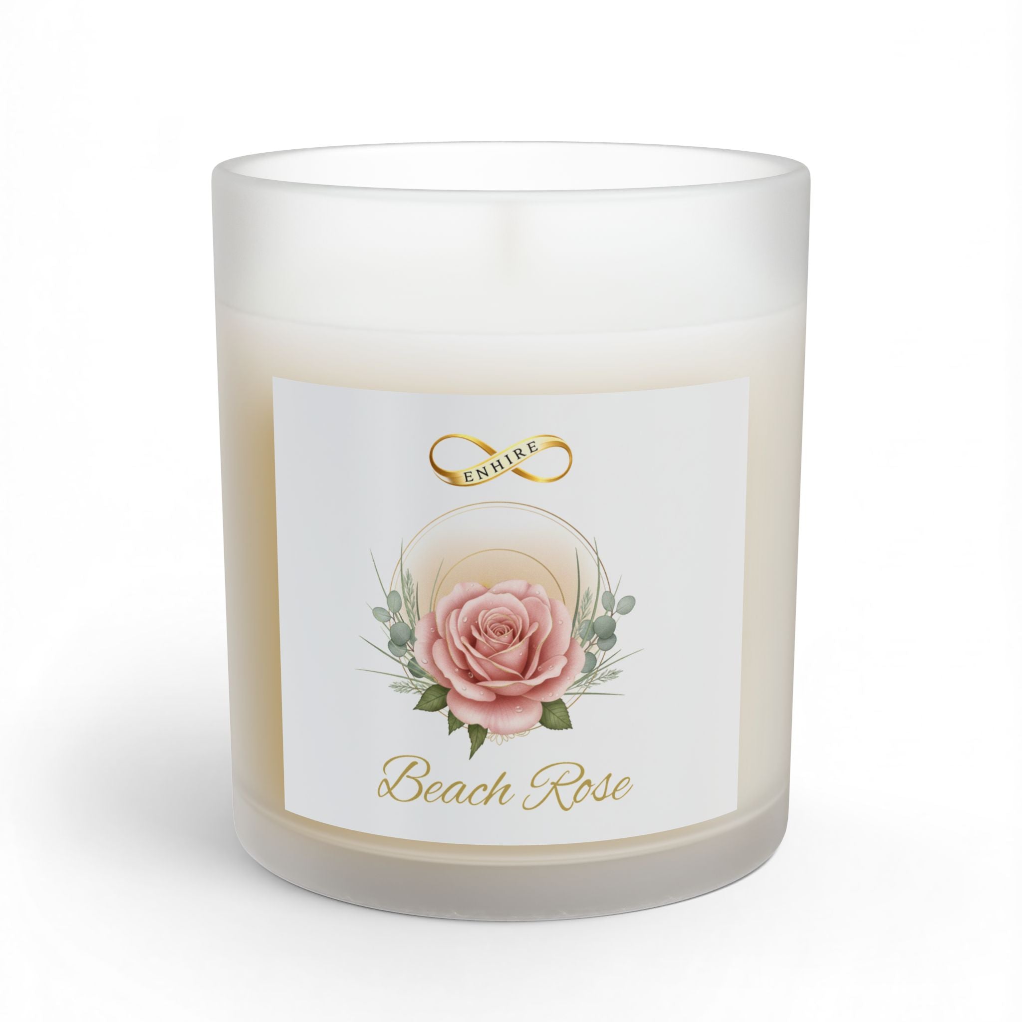 Beach Rose Glass Candle — 11oz Floral Scented Soy Candle