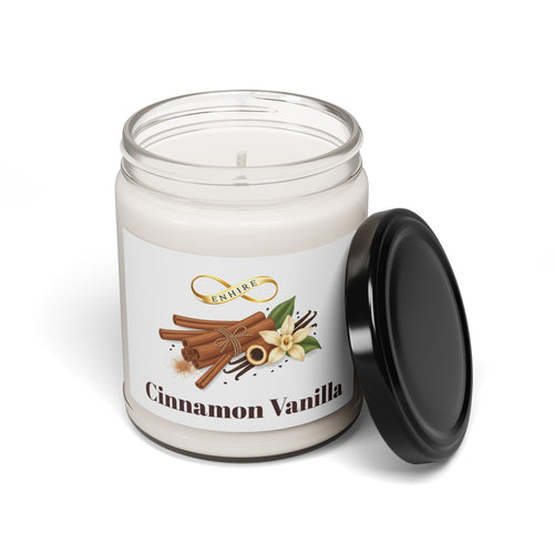 Cinnamon Vanilla Scented Soy Candle — 9oz Aromatic Jar (Cozy, Warm Spice & Sweet Vanilla)