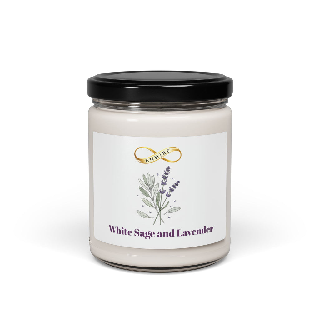 White Sage & Lavender Soy Candle — 9oz Scented Jar for Relaxation, Meditation & Home Ambience