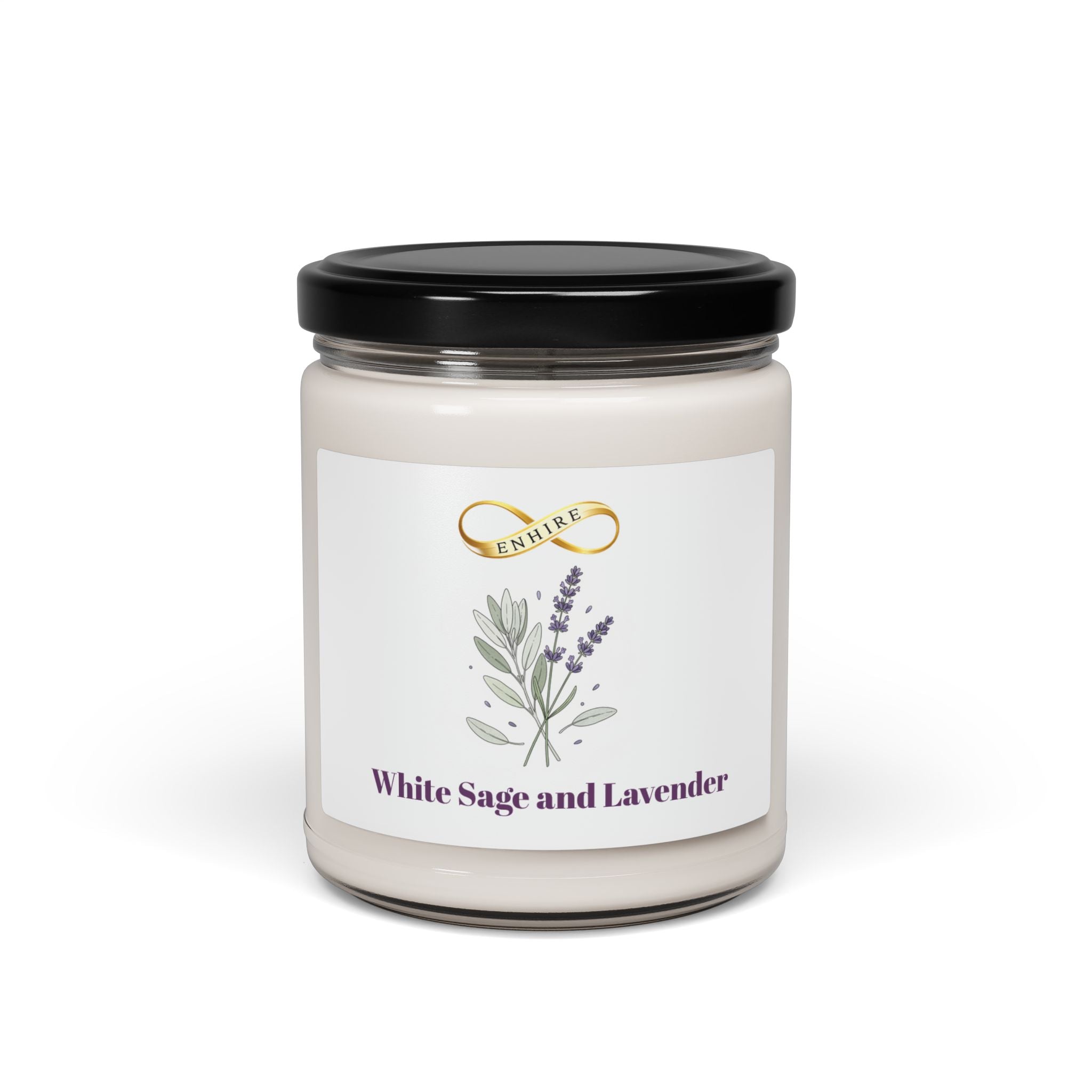 White Sage & Lavender Soy Candle — 9oz Scented Jar for Relaxation, Meditation & Home Ambience