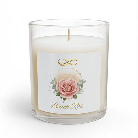 Beach Rose Glass Candle — 11oz Floral Scented Soy Candle